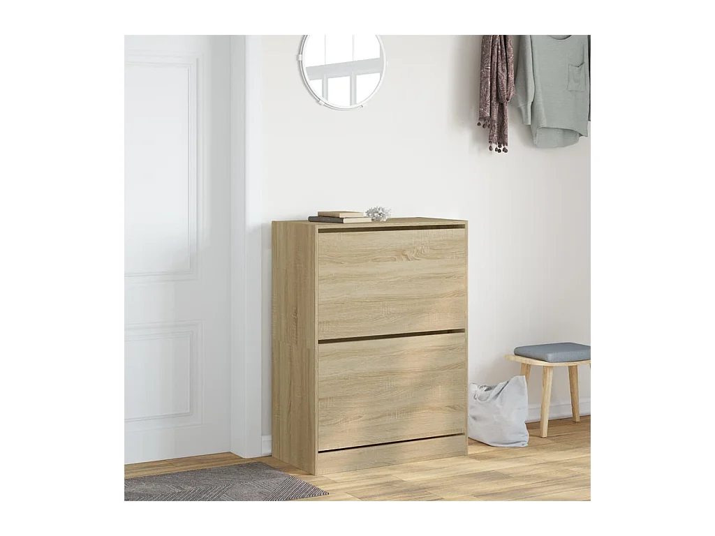 Armoire à chaussures 2 tiroirs rabattables chêne sonoma