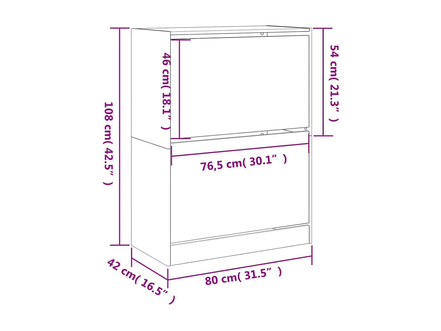 Armoire à chaussures 2 tiroirs rabattables chêne sonoma