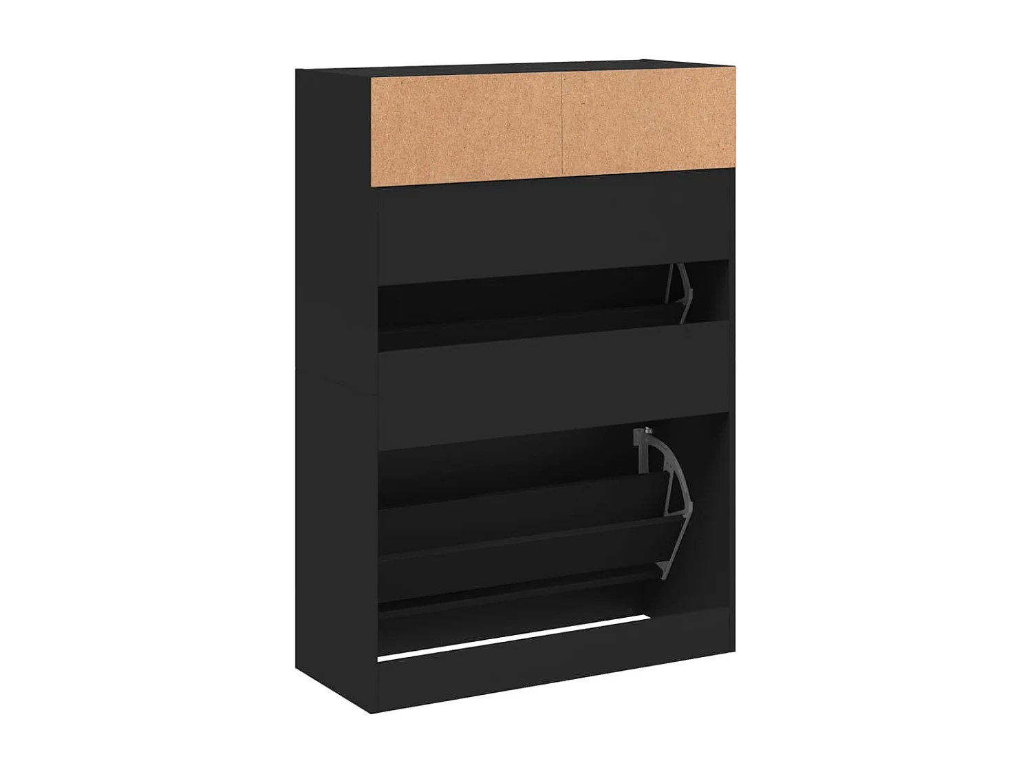 Scarpiera con 2 cassetti pieghevoli, nero, 80x34x116 cm