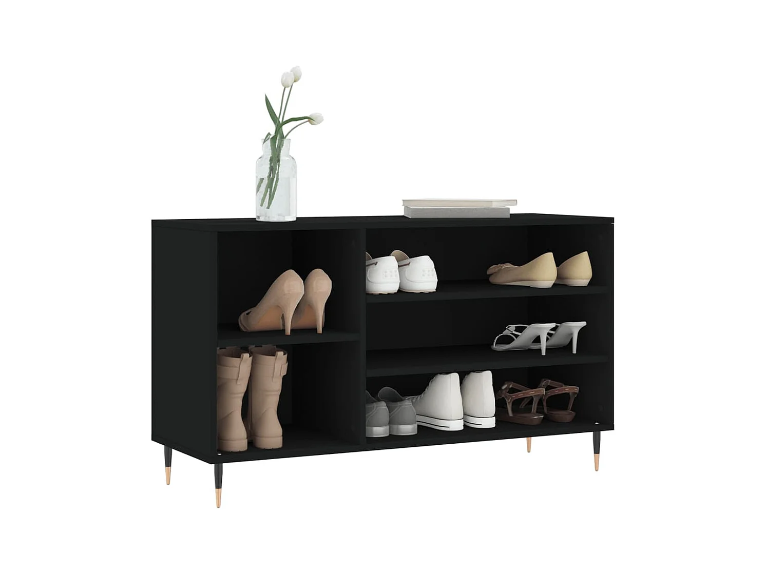 Zwarte schoenenkast 102x36x60 cm Technisch hout