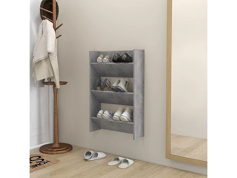 Armoire à chaussures murale Gris béton 60x18x90 cm Aggloméré