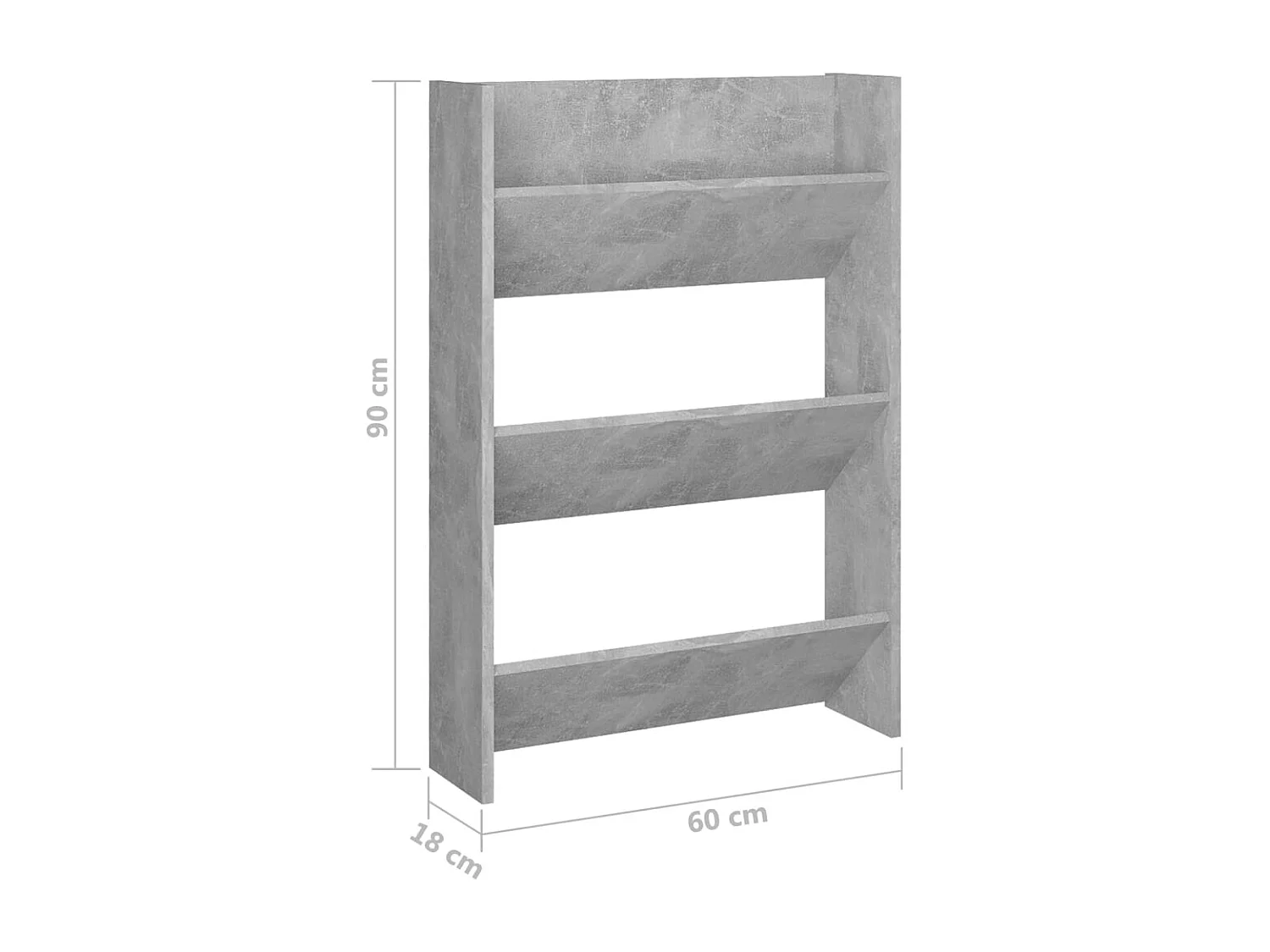 Armoire à chaussures murale Gris béton 60x18x90 cm Aggloméré