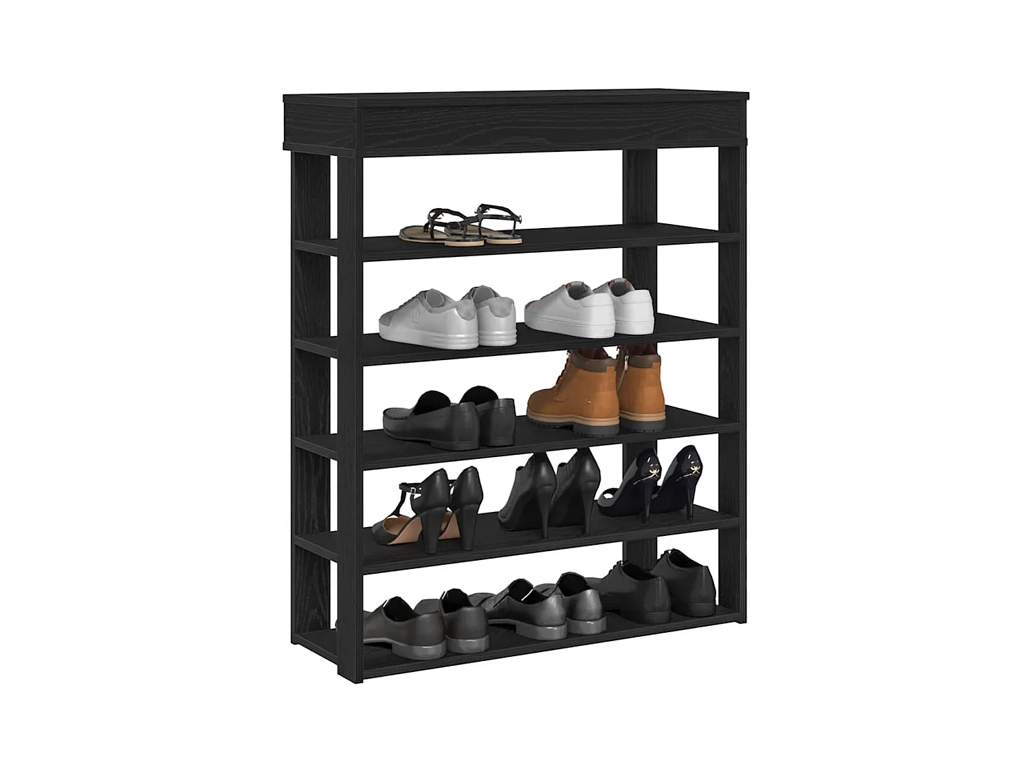 Étagère à chaussures noir 80x30x98 cm bois d'ingénierie