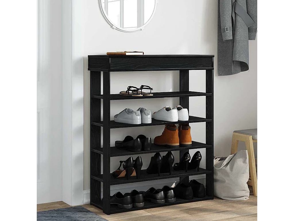 Étagère à chaussures noir 80x30x98 cm bois d'ingénierie