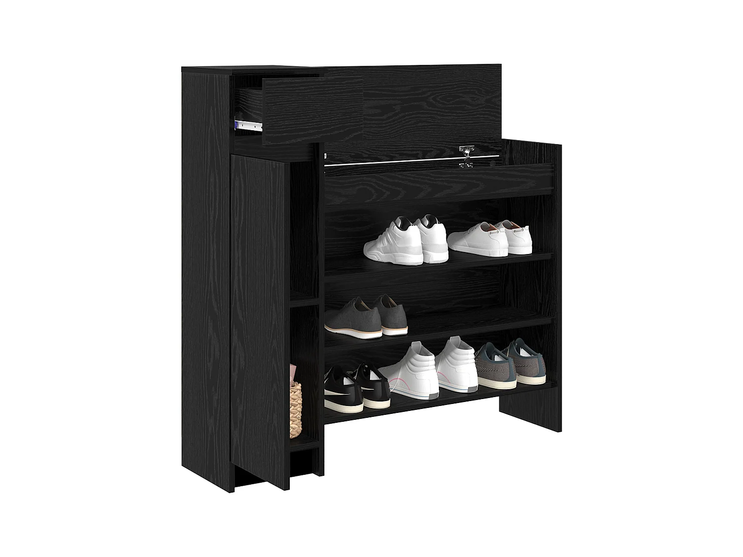 Armoire à chaussures Chêne Noir 100.5x28x100 cm en bois MDF