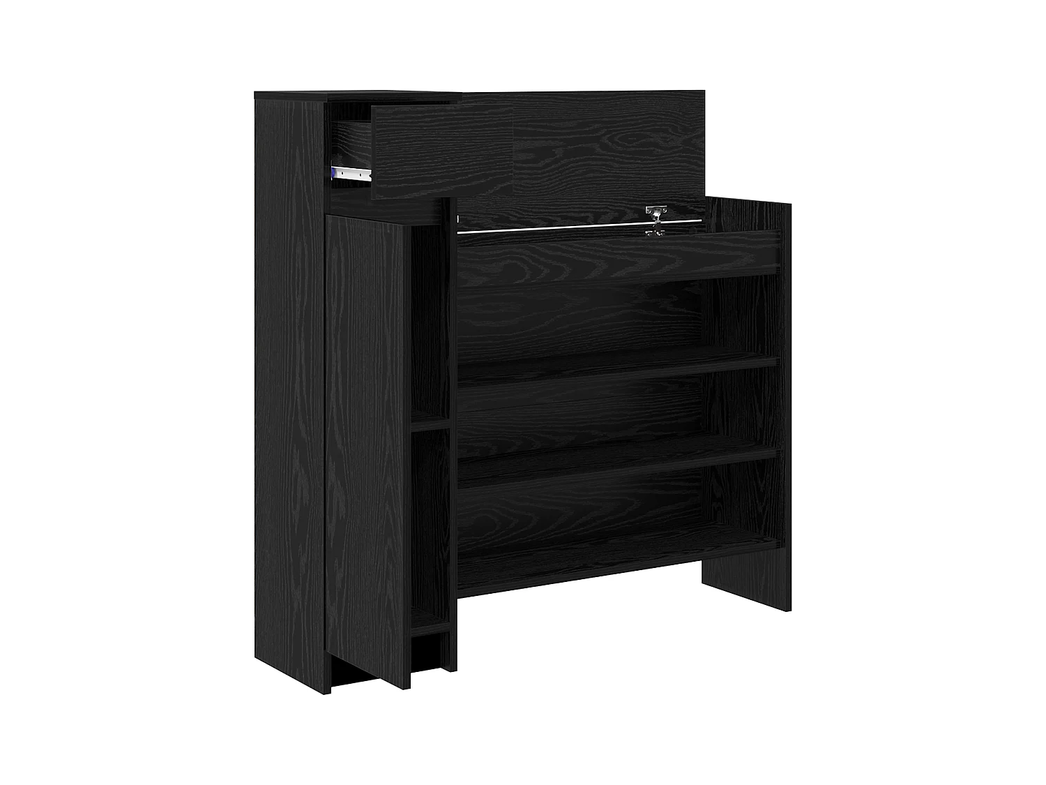 Armoire à chaussures Chêne Noir 100.5x28x100 cm en bois MDF