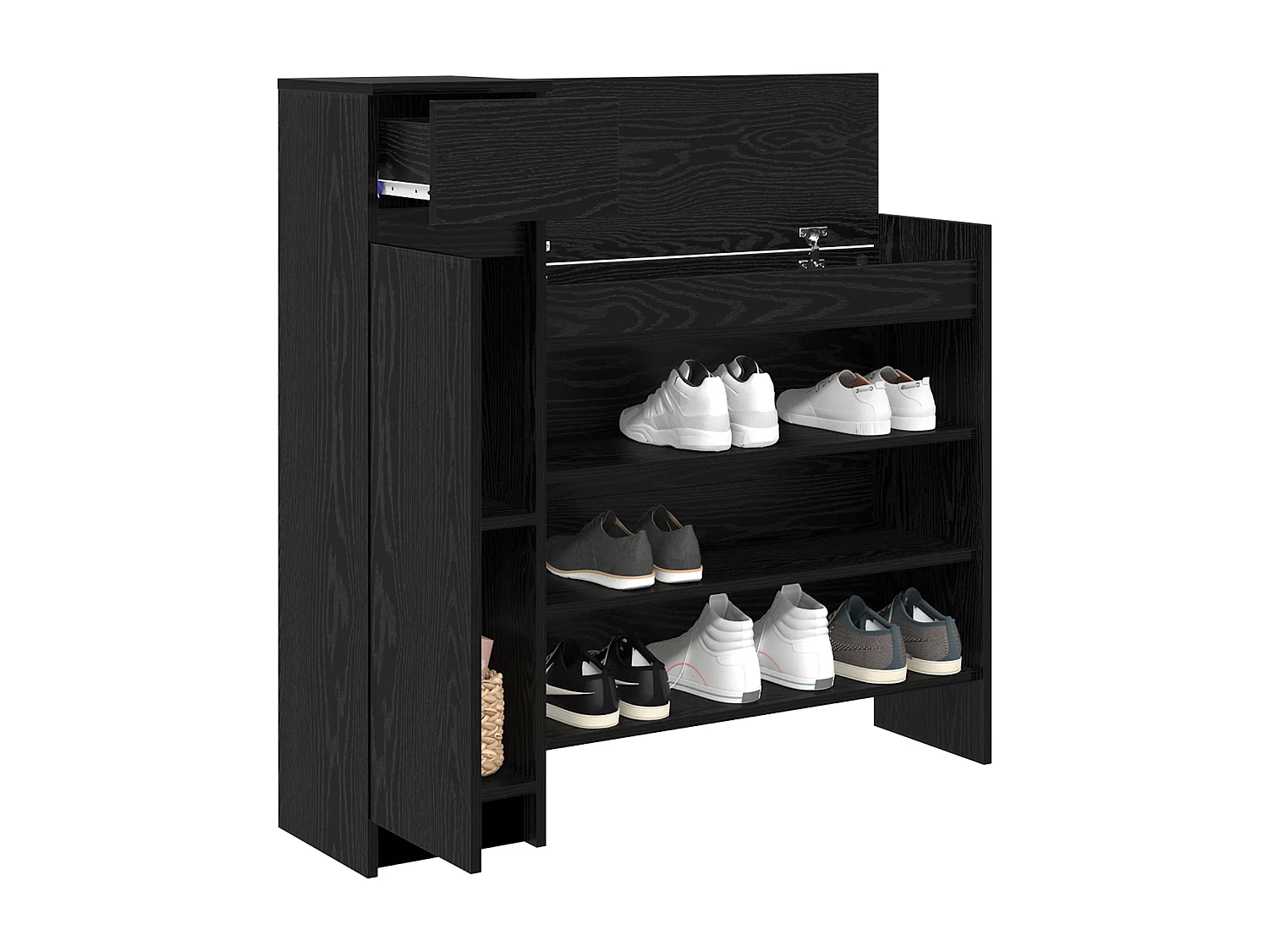 Armoire à chaussures Chêne Noir 100.5x28x100 cm en bois MDF