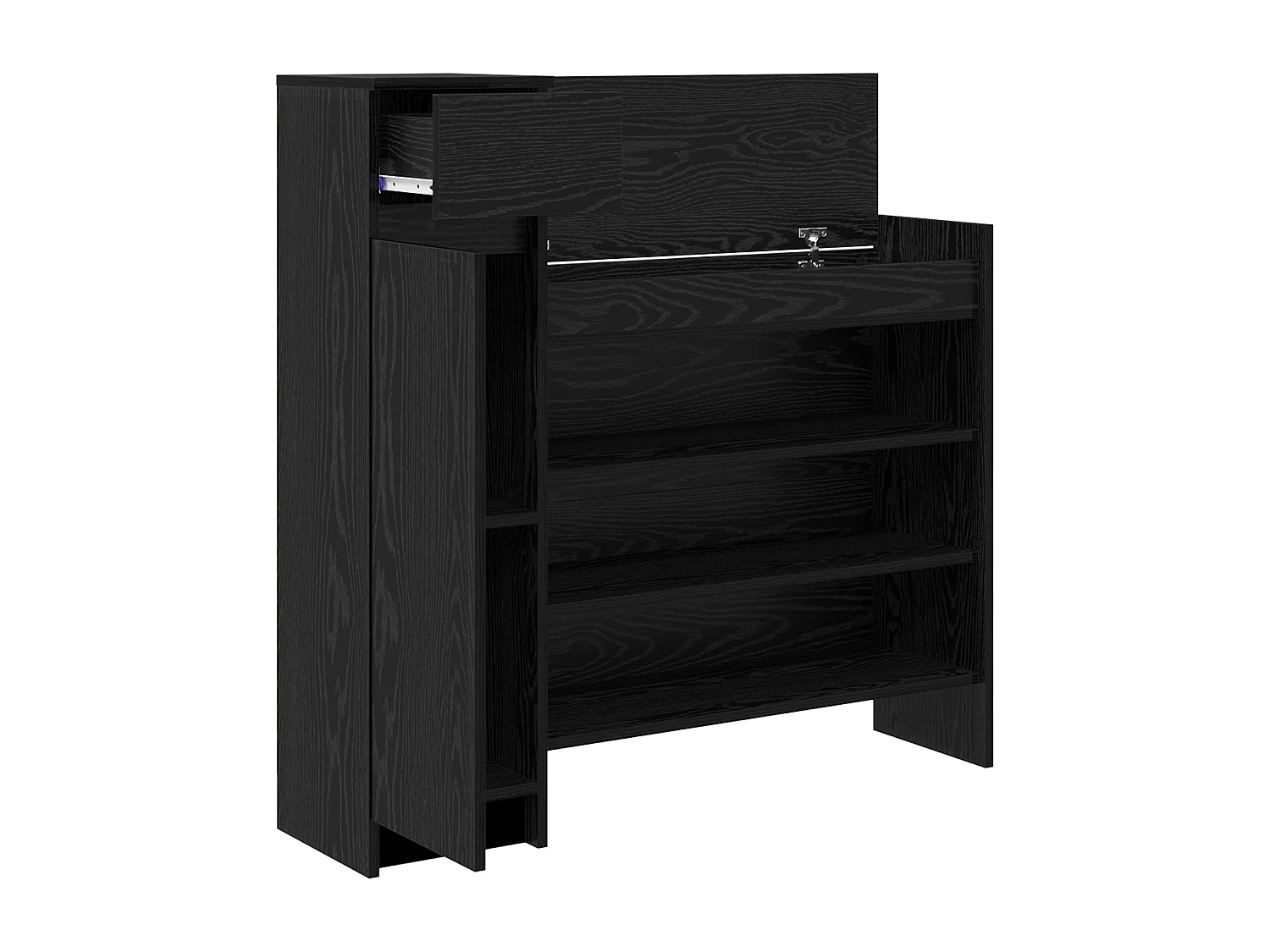 Armoire à chaussures Chêne Noir 100.5x28x100 cm en bois MDF