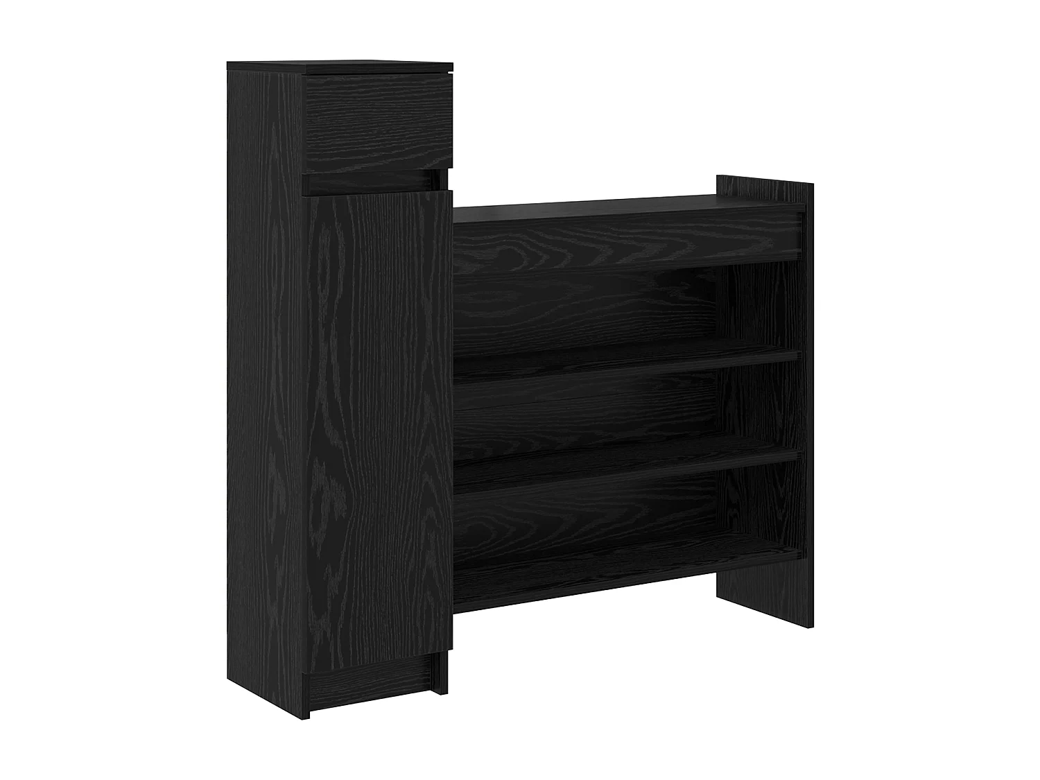 Zwarte eikenhouten schoenenkast 100,5x28x100 cm in MDF-hout