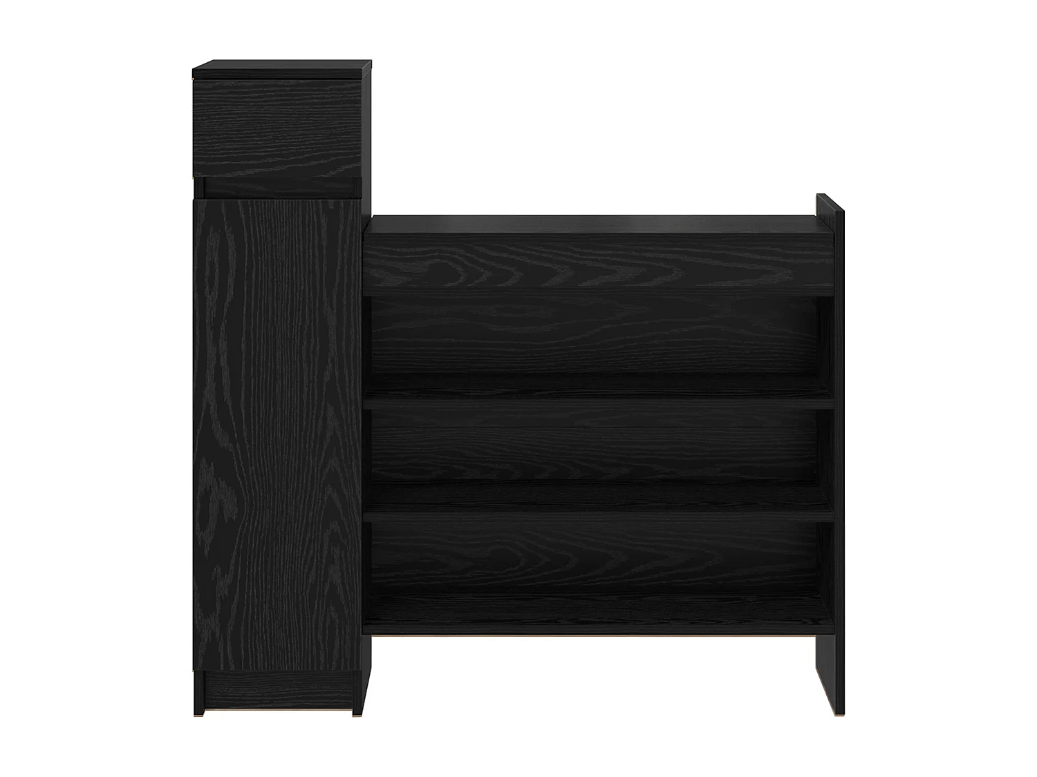 Zwarte eikenhouten schoenenkast 100,5x28x100 cm in MDF-hout