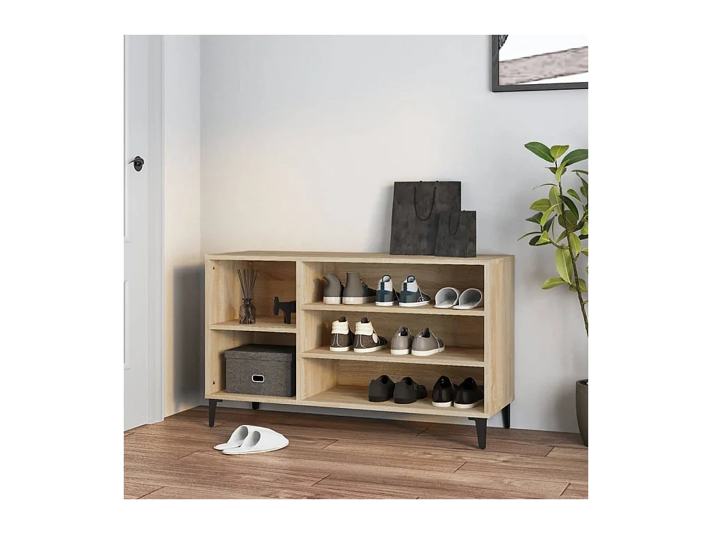 Scarpiera in rovere Sonoma 102x36x60cm in legno ingegnerizzato