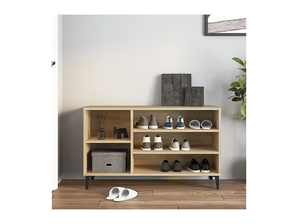 Scarpiera in rovere Sonoma 102x36x60cm in legno ingegnerizzato