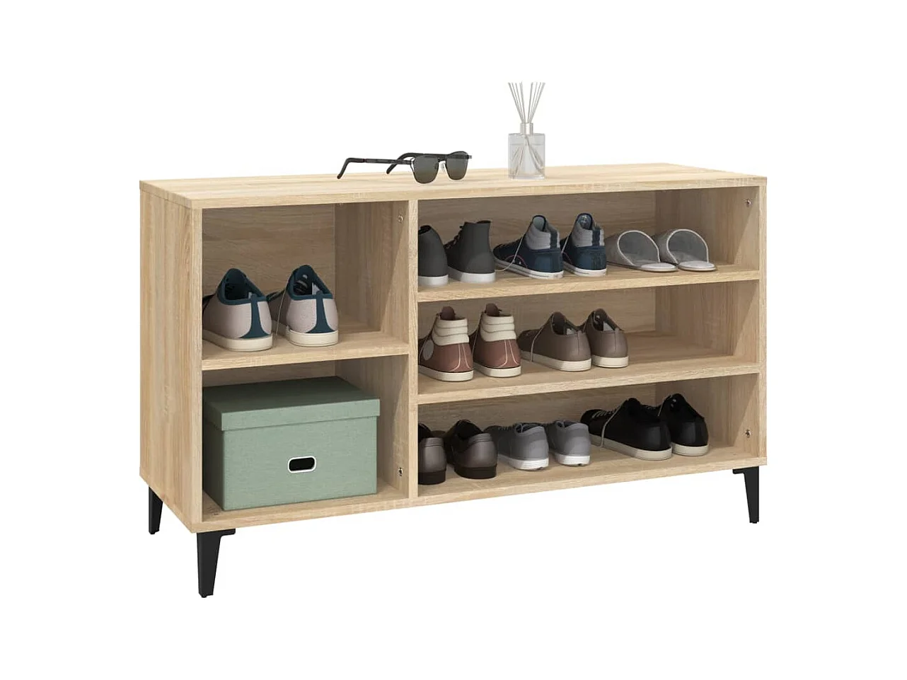 Scarpiera in rovere Sonoma 102x36x60cm in legno ingegnerizzato