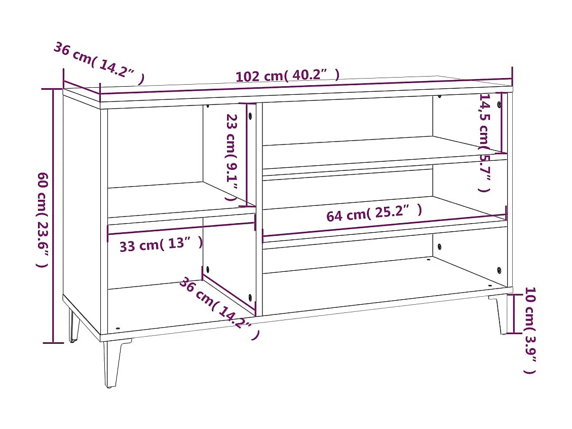 Armoire à chaussures Chêne sonoma 102x36x60cm Bois d'ingénierie