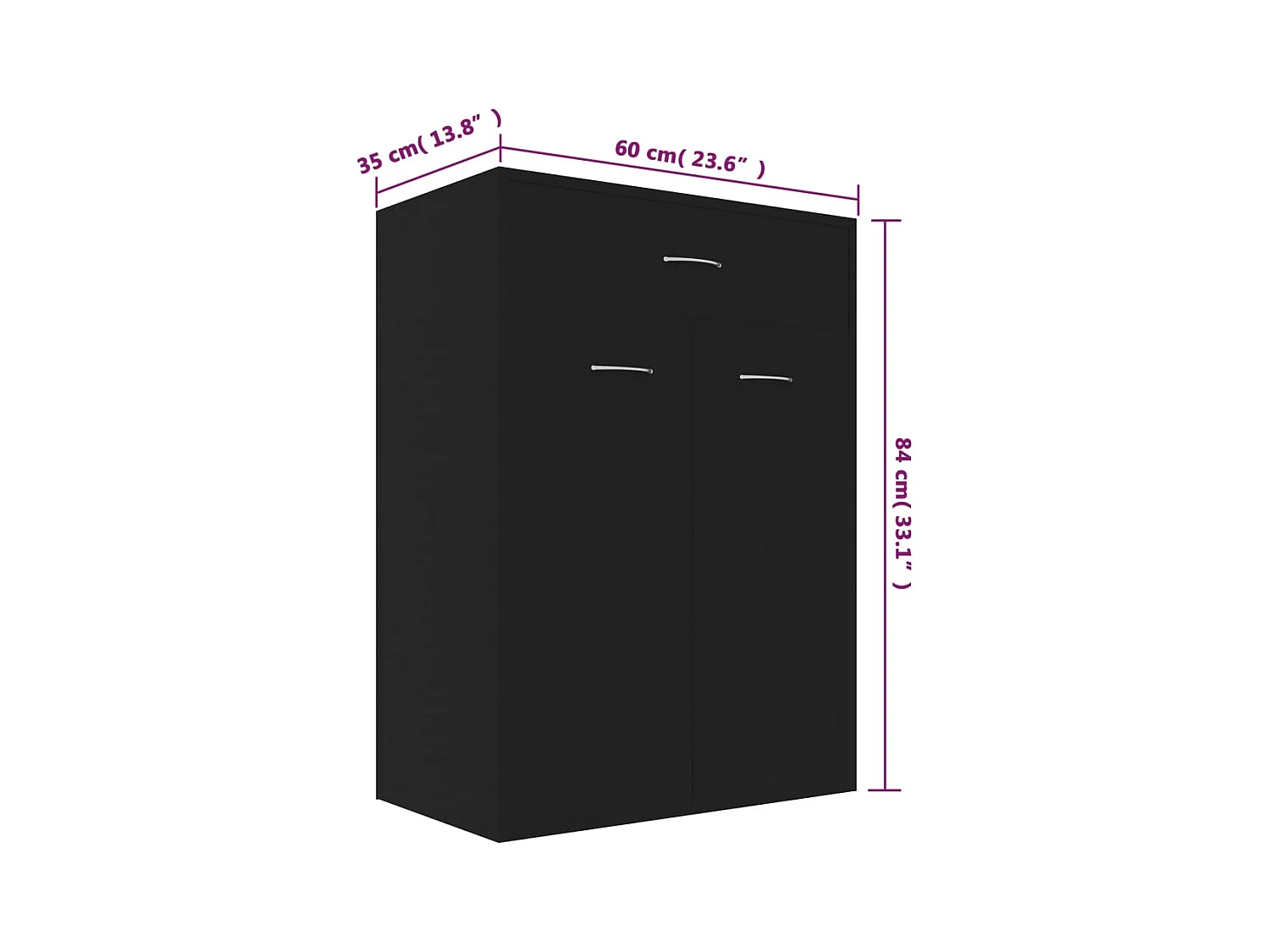 Zwarte schoenenkast 60x35x84 cm Technisch hout