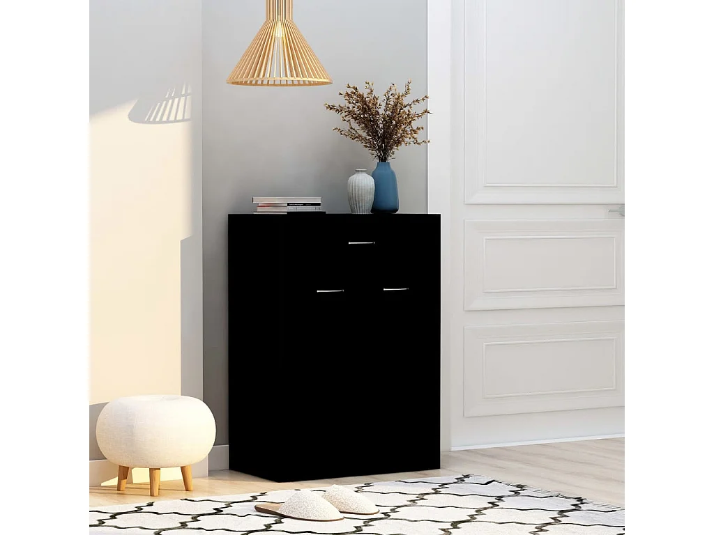 Zapatero negro 60x35x84 cm Madera contrachapada