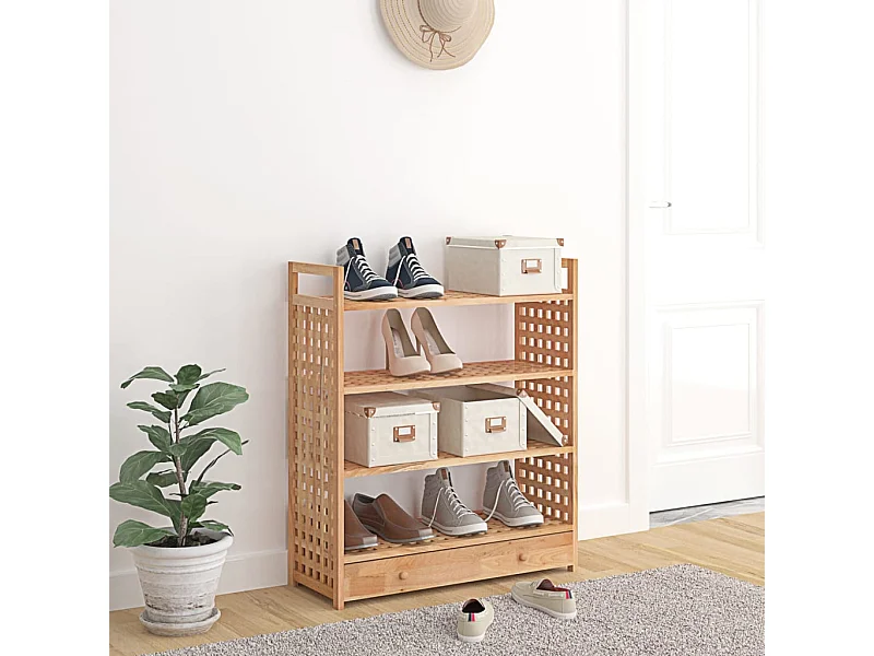 Scarpiera con cassetto 70x27x81cm Legno massello di noce