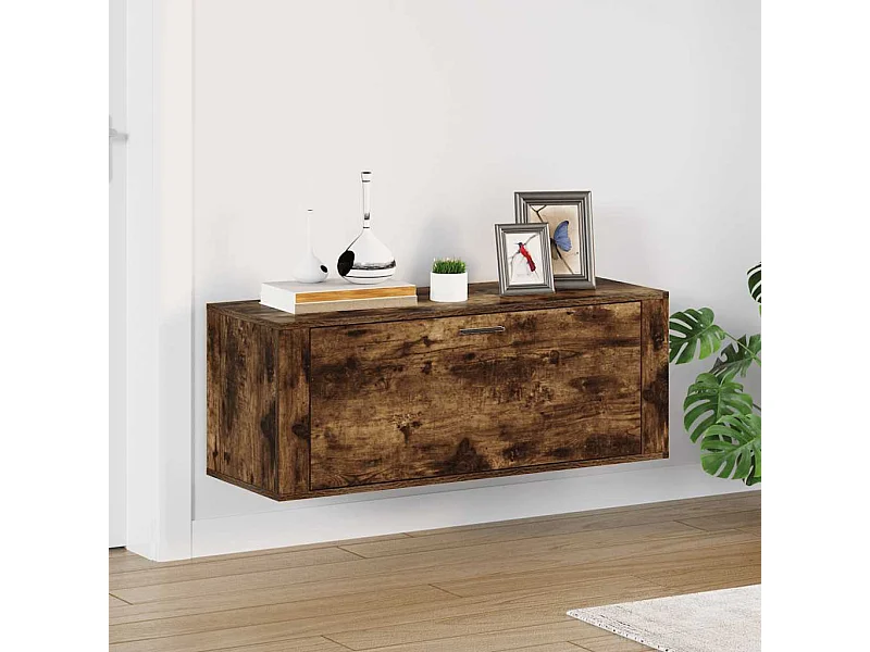 Scarpiera a parete Rovere affumicato 100x35x38 cm