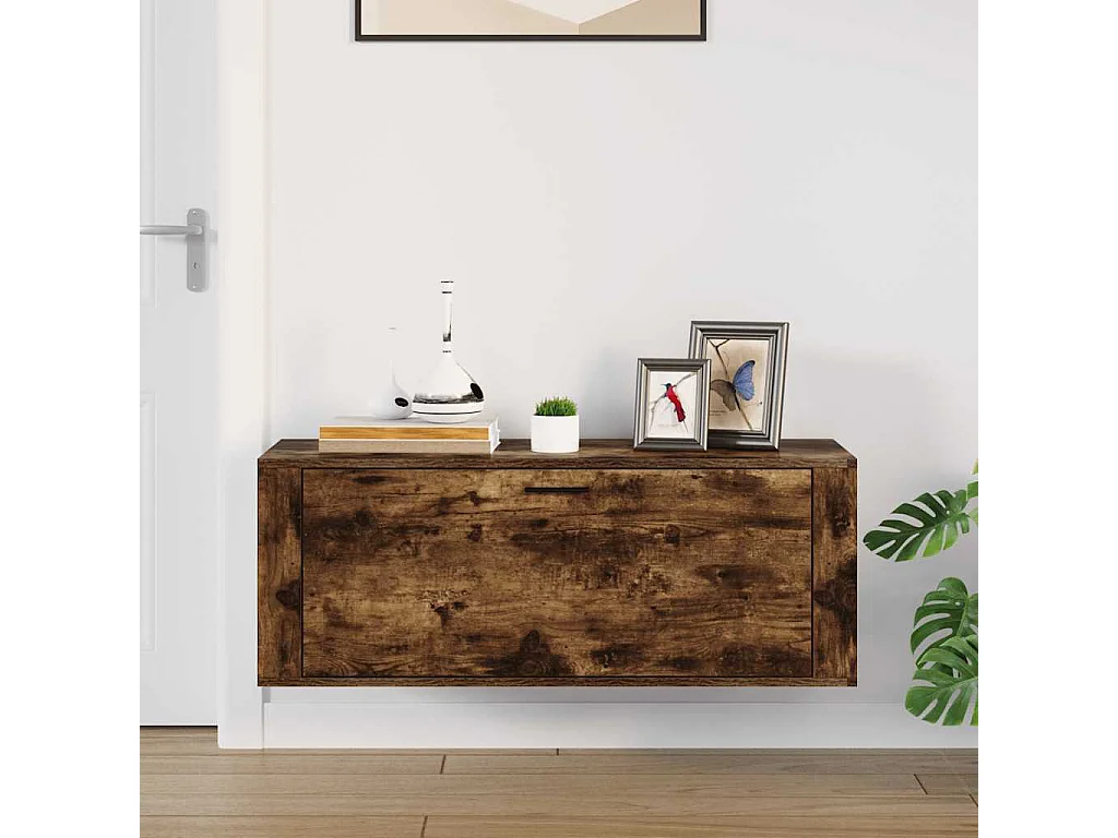 Armoire à chaussures murale Chêne fumé 100x35x38 cm