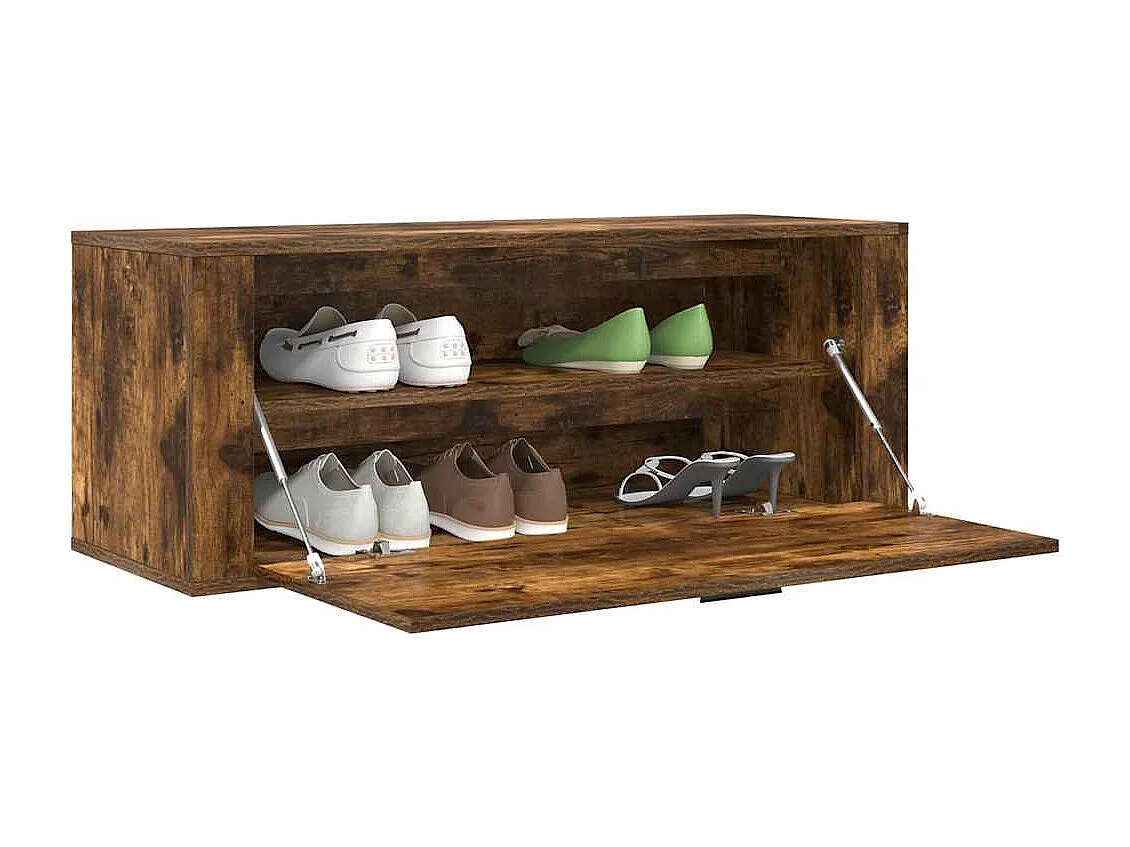 Armoire à chaussures murale Chêne fumé 100x35x38 cm