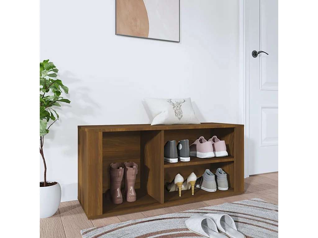 Zapatero Roble marrón 100x35x45cm Madera de ingeniería