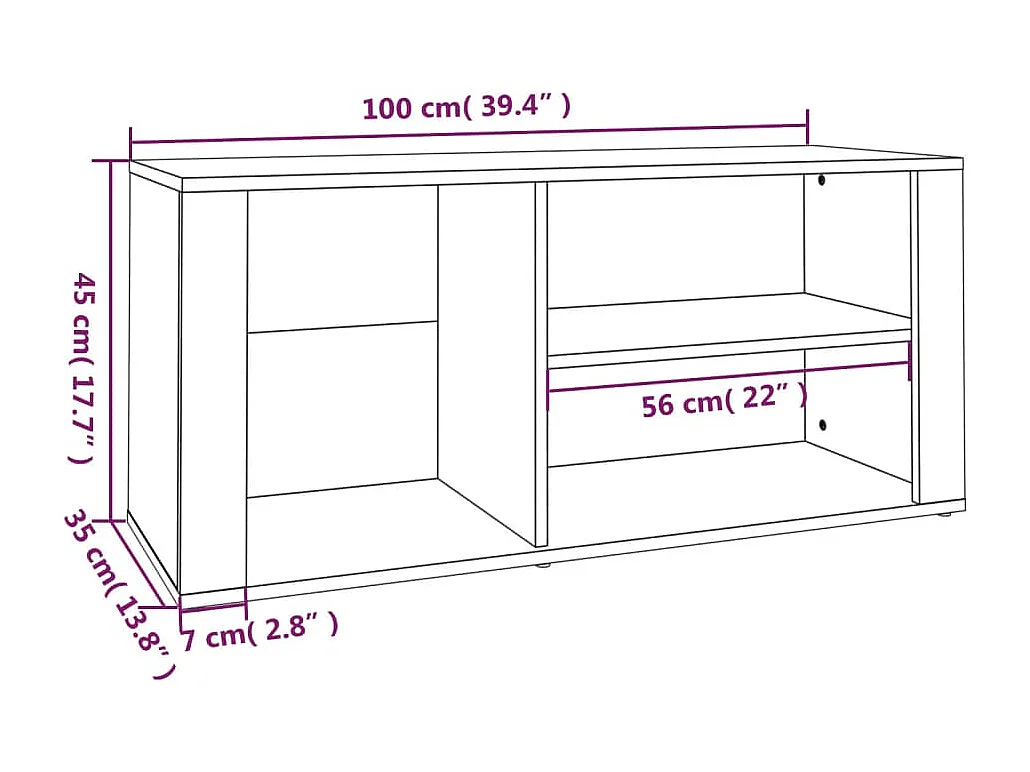 Zapatero Roble marrón 100x35x45cm Madera de ingeniería