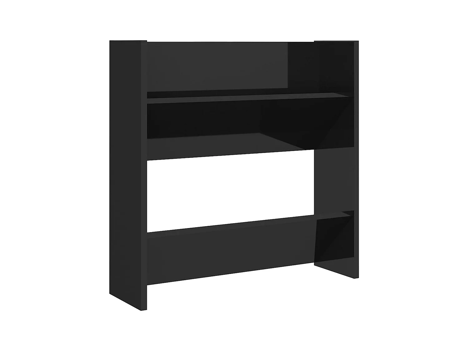 Wandgemonteerde schoenenkasten 2 stuks glanzend zwart 60x18x60 cm