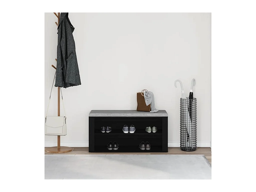 Banc à chaussures Chêne noir 100x35x45 cm Bois d'ingénierie