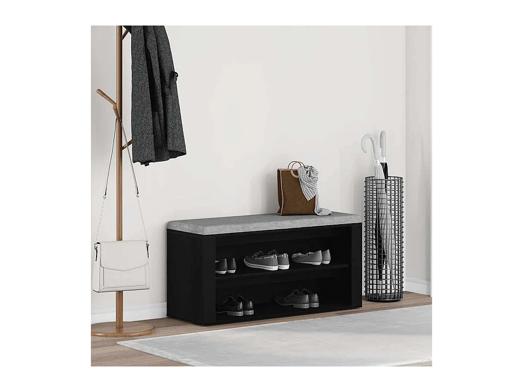 Banc à chaussures Chêne noir 100x35x45 cm Bois d'ingénierie