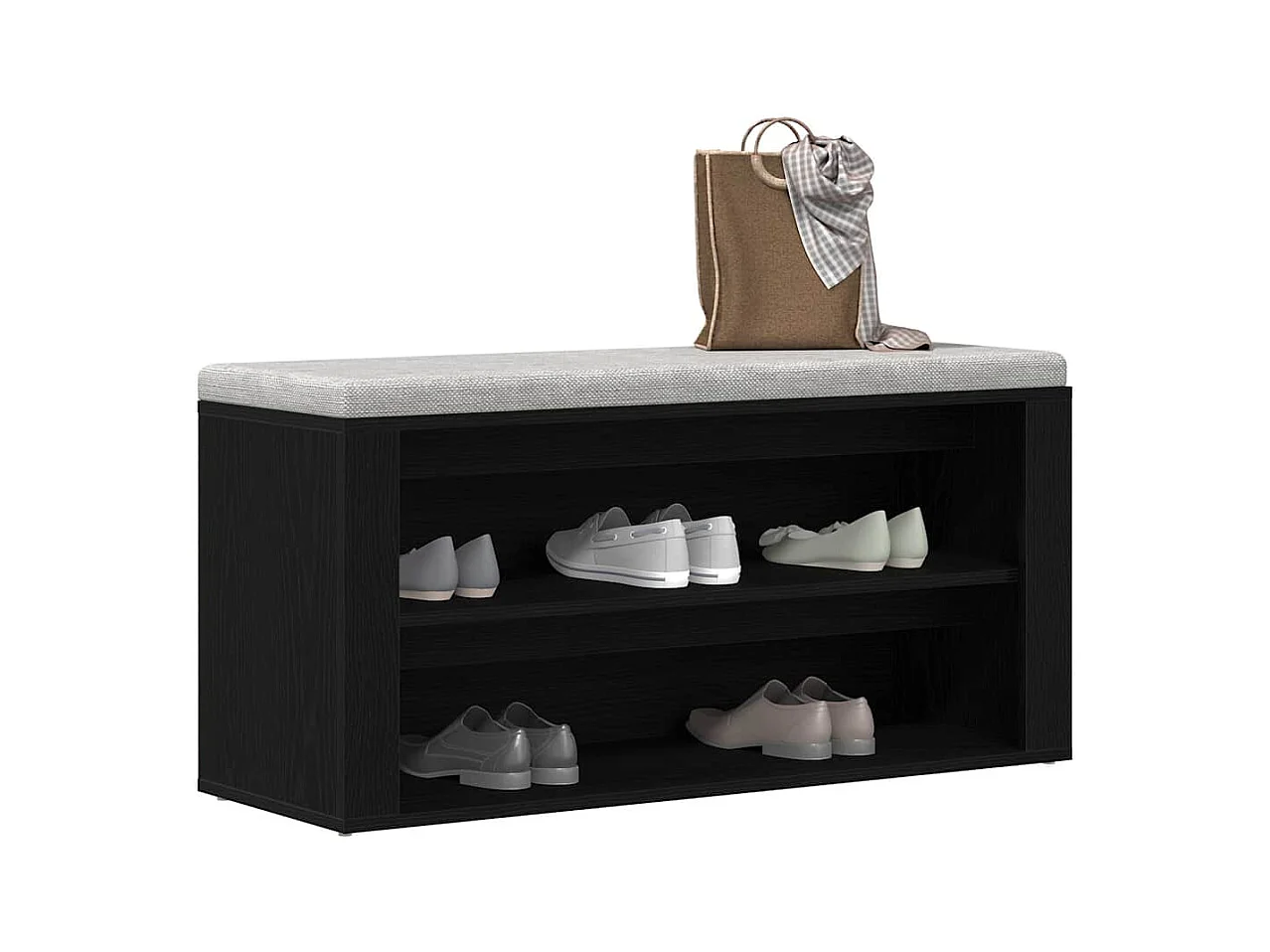 Banc à chaussures Chêne noir 100x35x45 cm Bois d'ingénierie