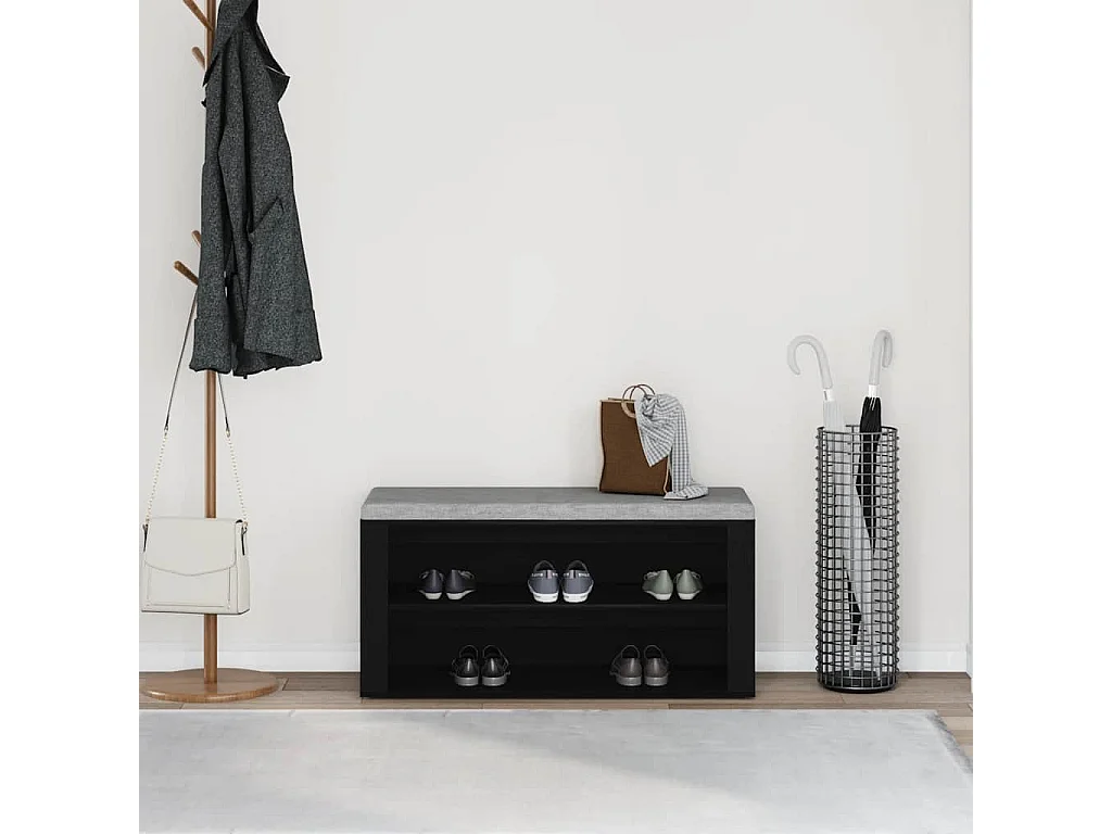 Banc à chaussures Chêne noir 100x35x45 cm Bois d'ingénierie