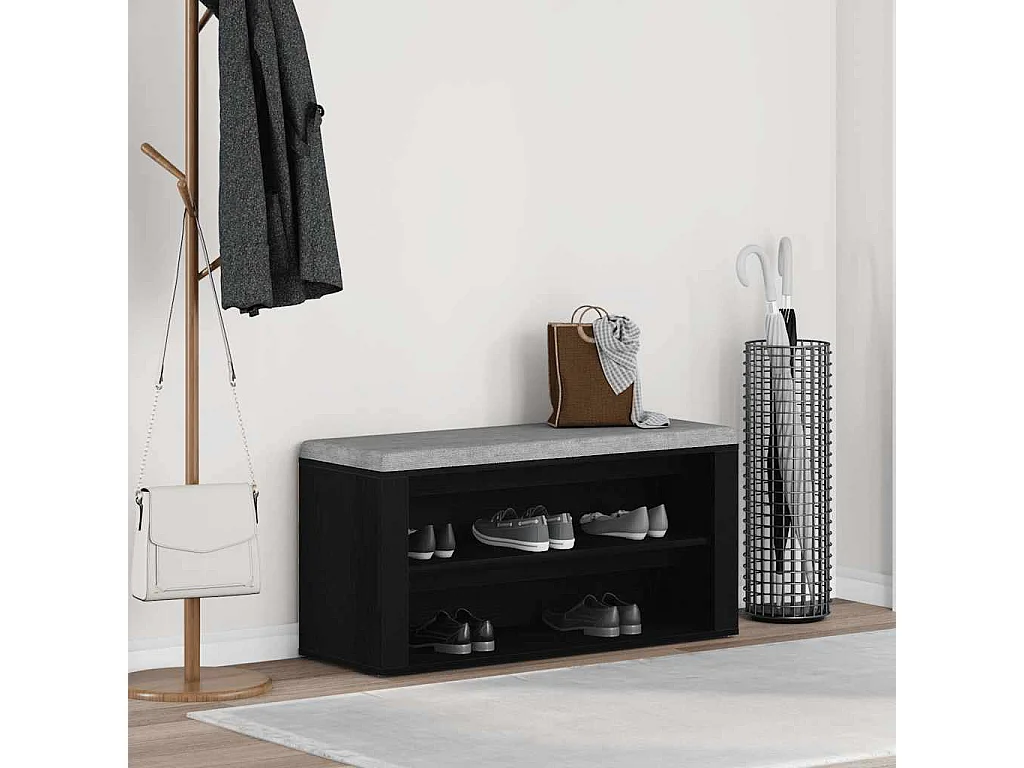 Banc à chaussures Chêne noir 100x35x45 cm Bois d'ingénierie