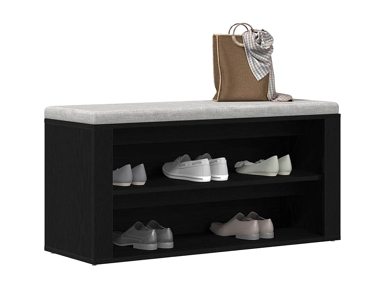 Banc à chaussures Chêne noir 100x35x45 cm Bois d'ingénierie
