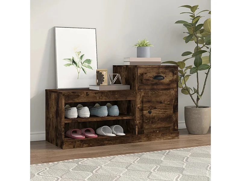Schuhschrank aus geräucherter Eiche 100x42x60 cm Holzwerkstoff