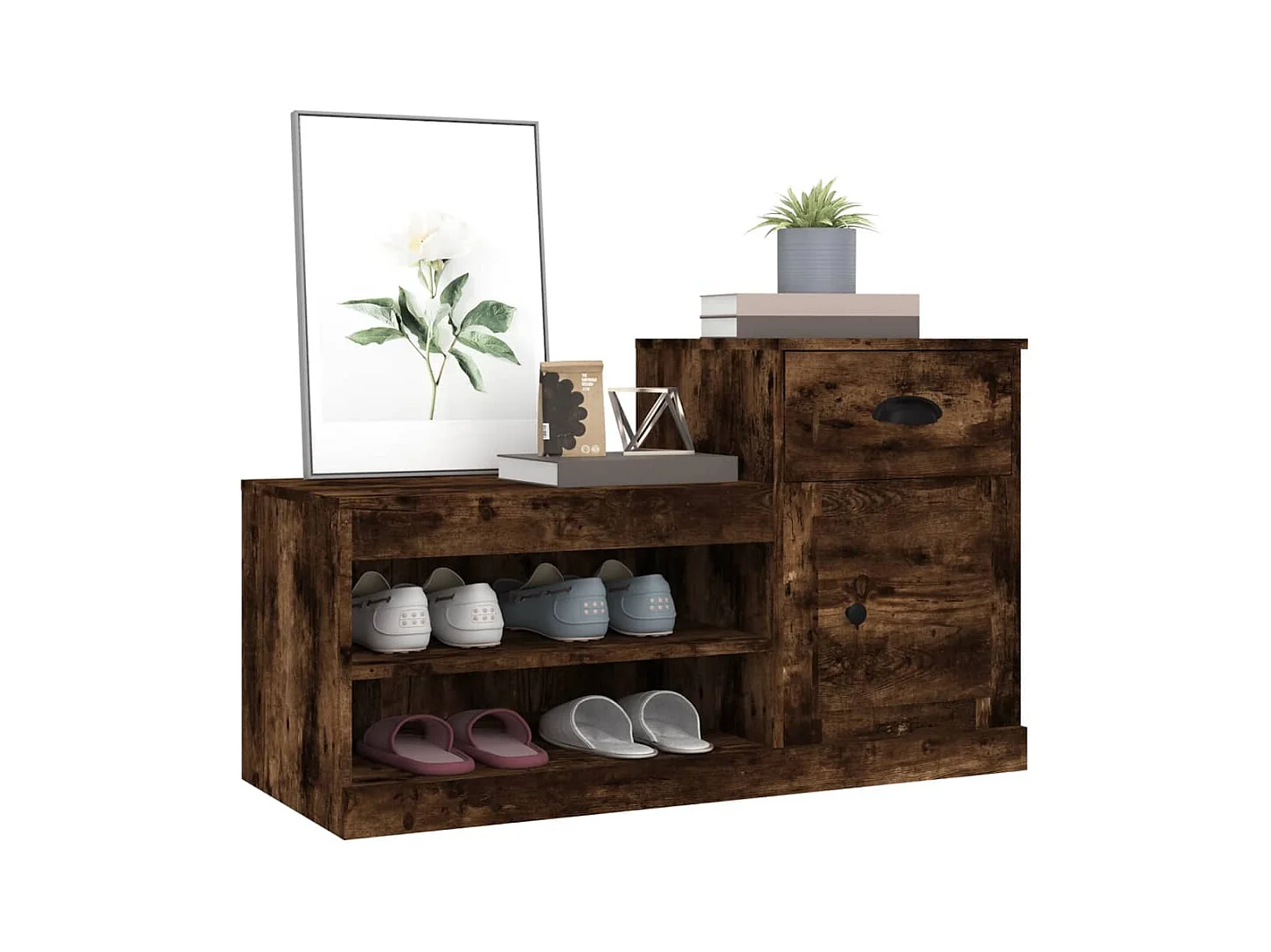 Schuhschrank aus geräucherter Eiche 100x42x60 cm Holzwerkstoff