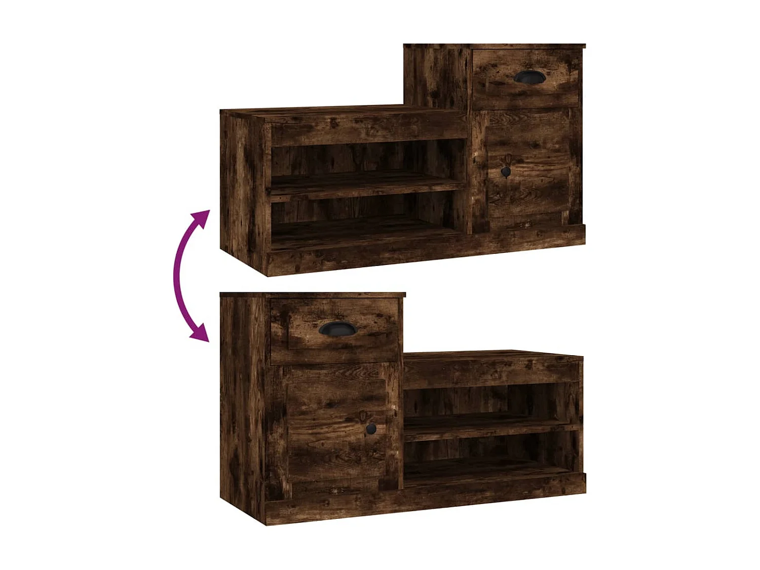 Schuhschrank aus geräucherter Eiche 100x42x60 cm Holzwerkstoff