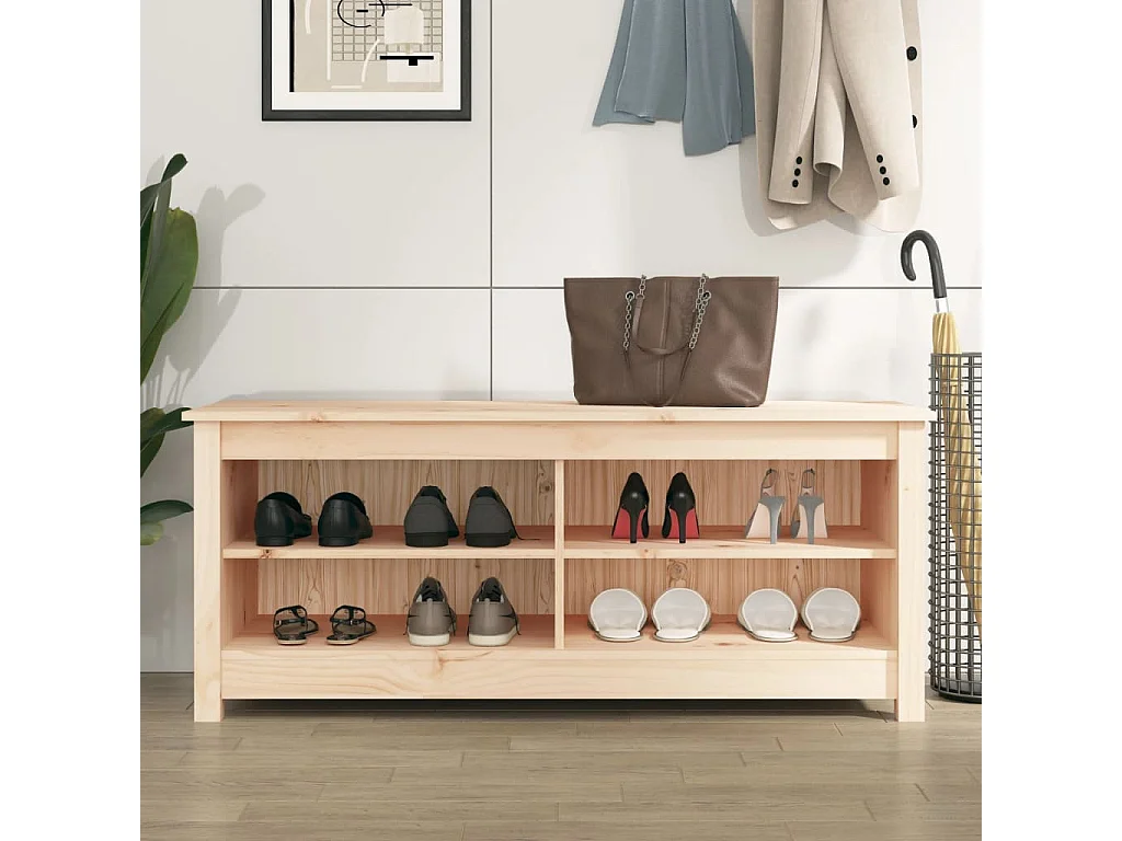 Banc à chaussures 110x38x45,5 cm Bois de pin massif