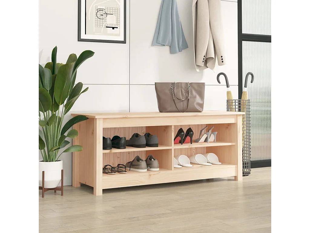 Panca portascarpe 110x38x45,5 cm Legno massello di pino