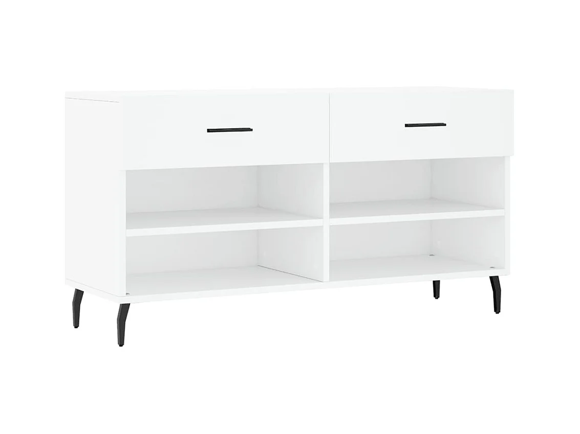 Witte schoenbank 102x35x55 cm bewerkt hout