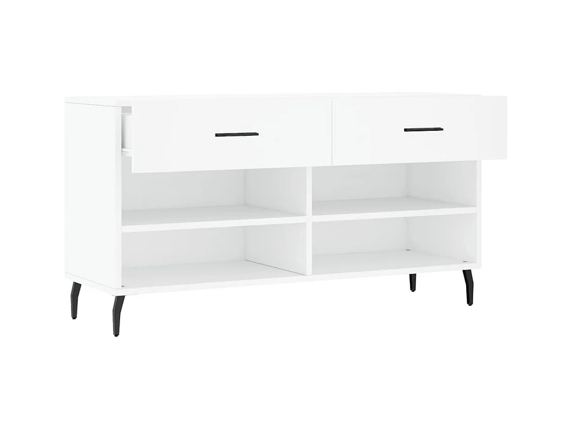 Witte schoenbank 102x35x55 cm bewerkt hout