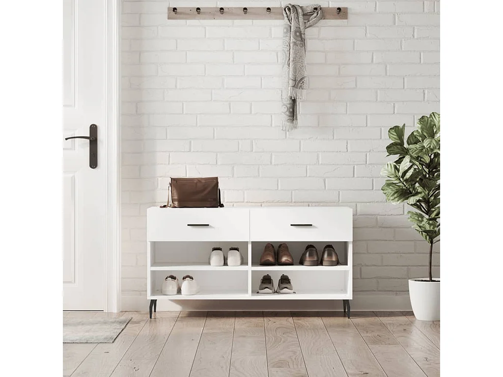 Banco zapatero blanco 102x35x55 cm madera de ingeniería