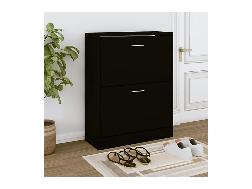 Armoire à chaussures Noir 63x24x81 cm Bois d'ingénierie