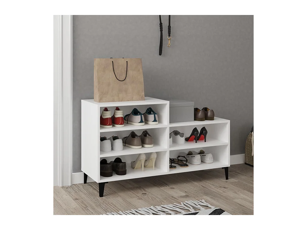 Armoire à chaussures Blanc 102x36x60 cm Bois d'ingénierie