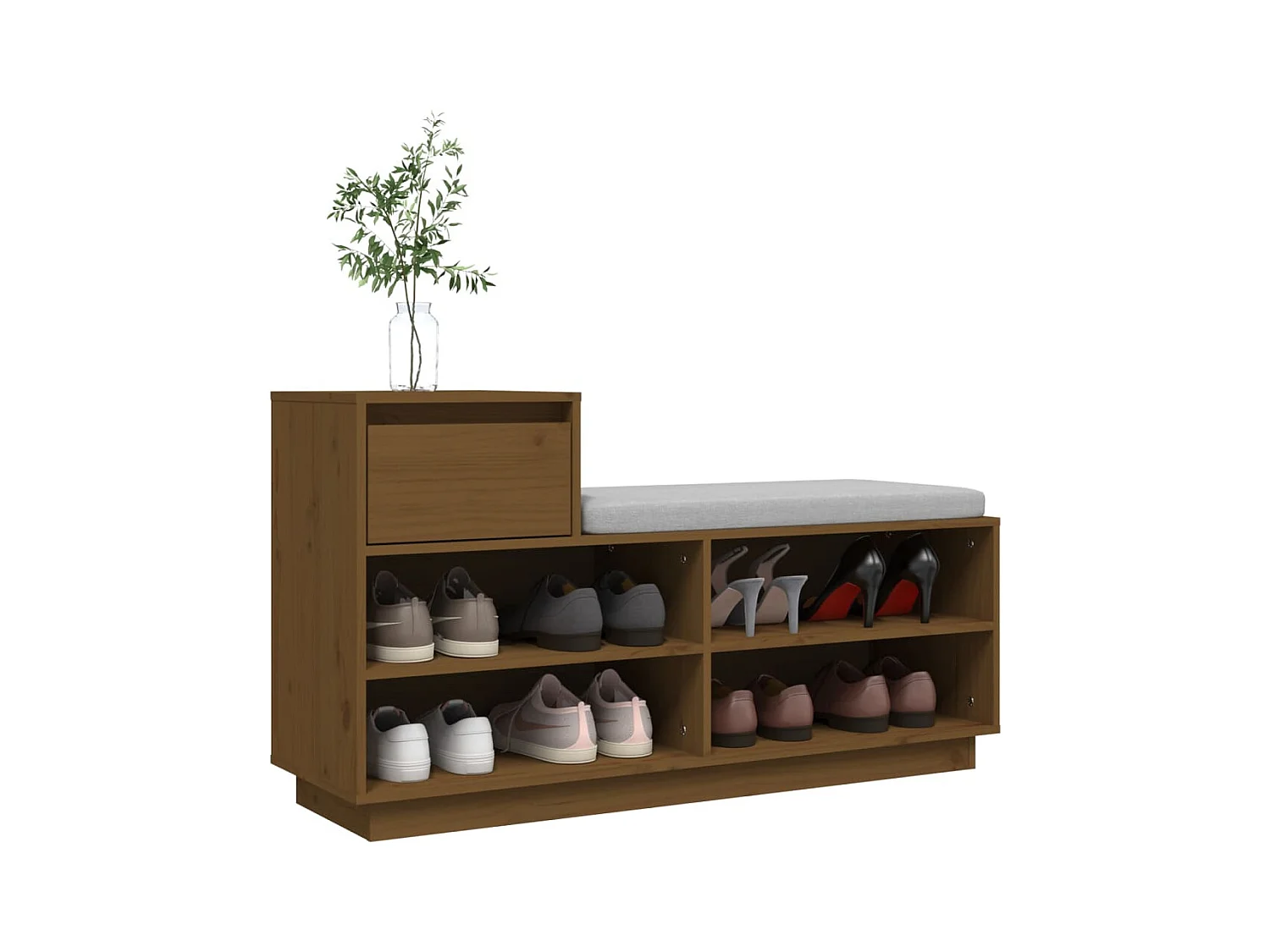 Armoire à chaussures Marron miel 110x34x61cm Bois de pin massif