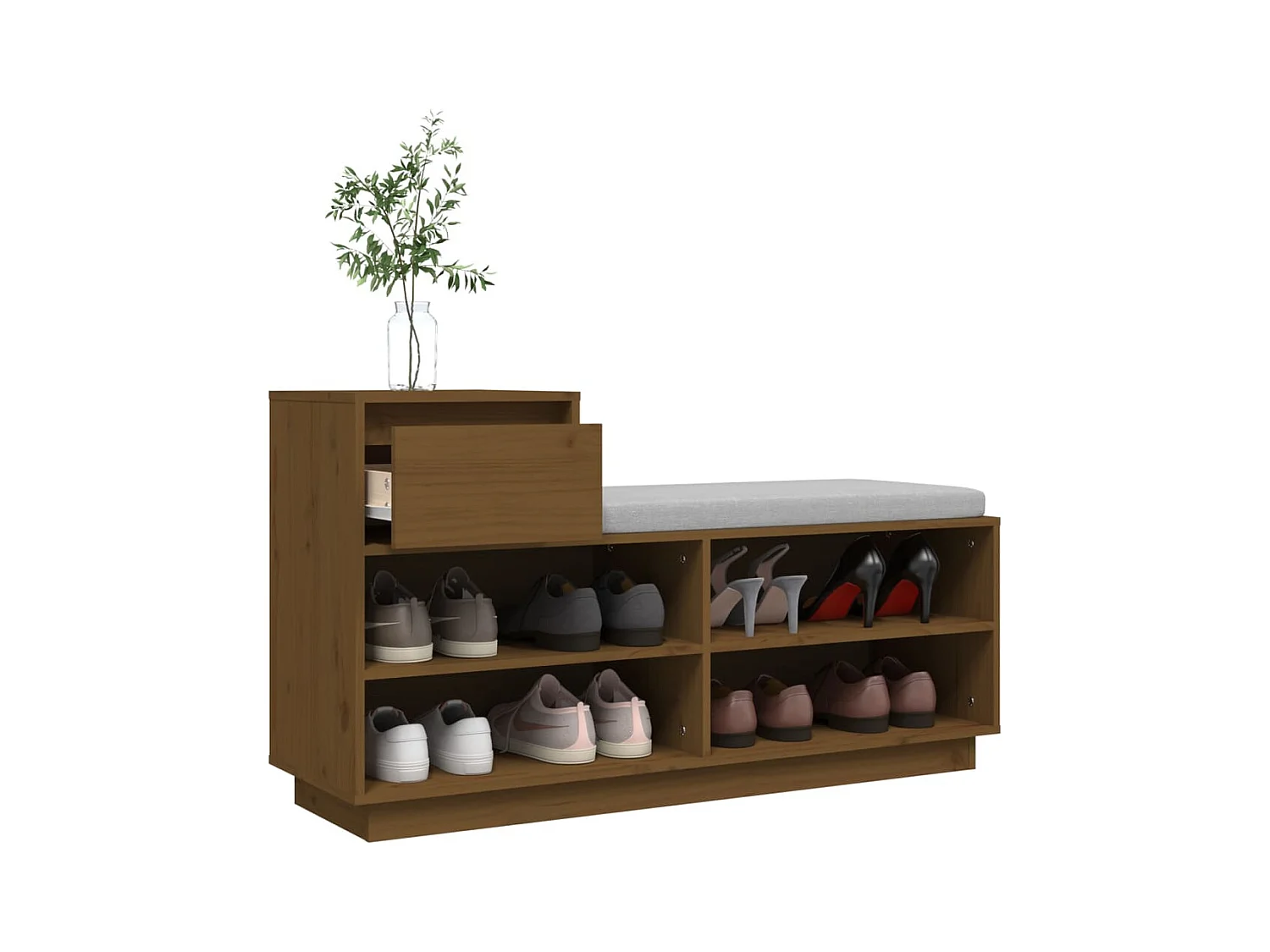 Armoire à chaussures Marron miel 110x34x61cm Bois de pin massif