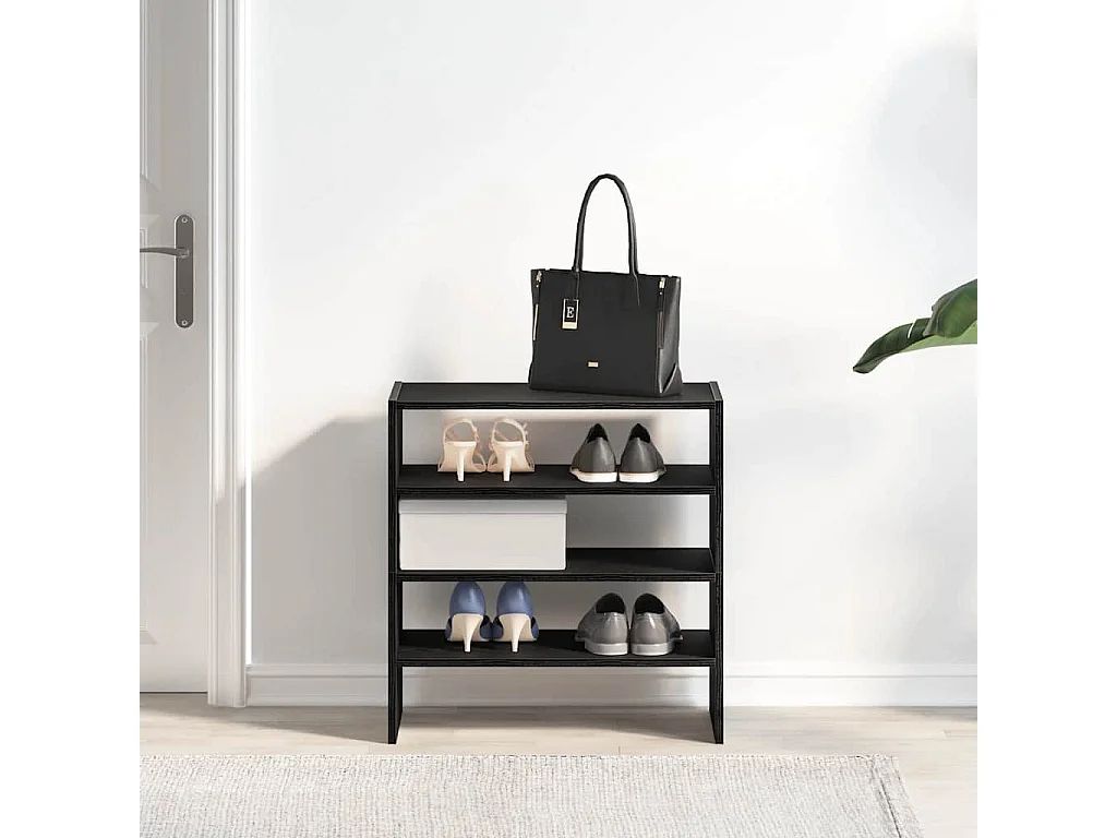 Étagères à chaussures, 2 pièces, empilables, chêne noir