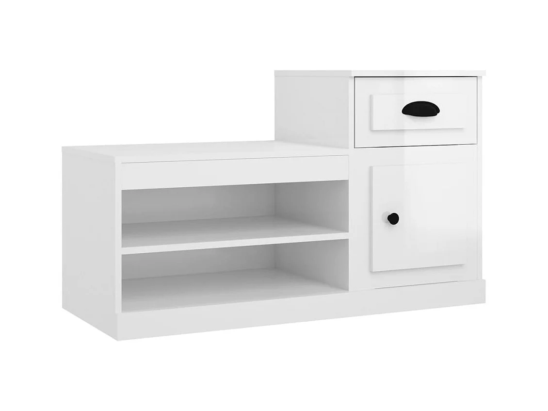 Armoire à chaussure blanc brillant 100x42x60 cm bois ingénierie