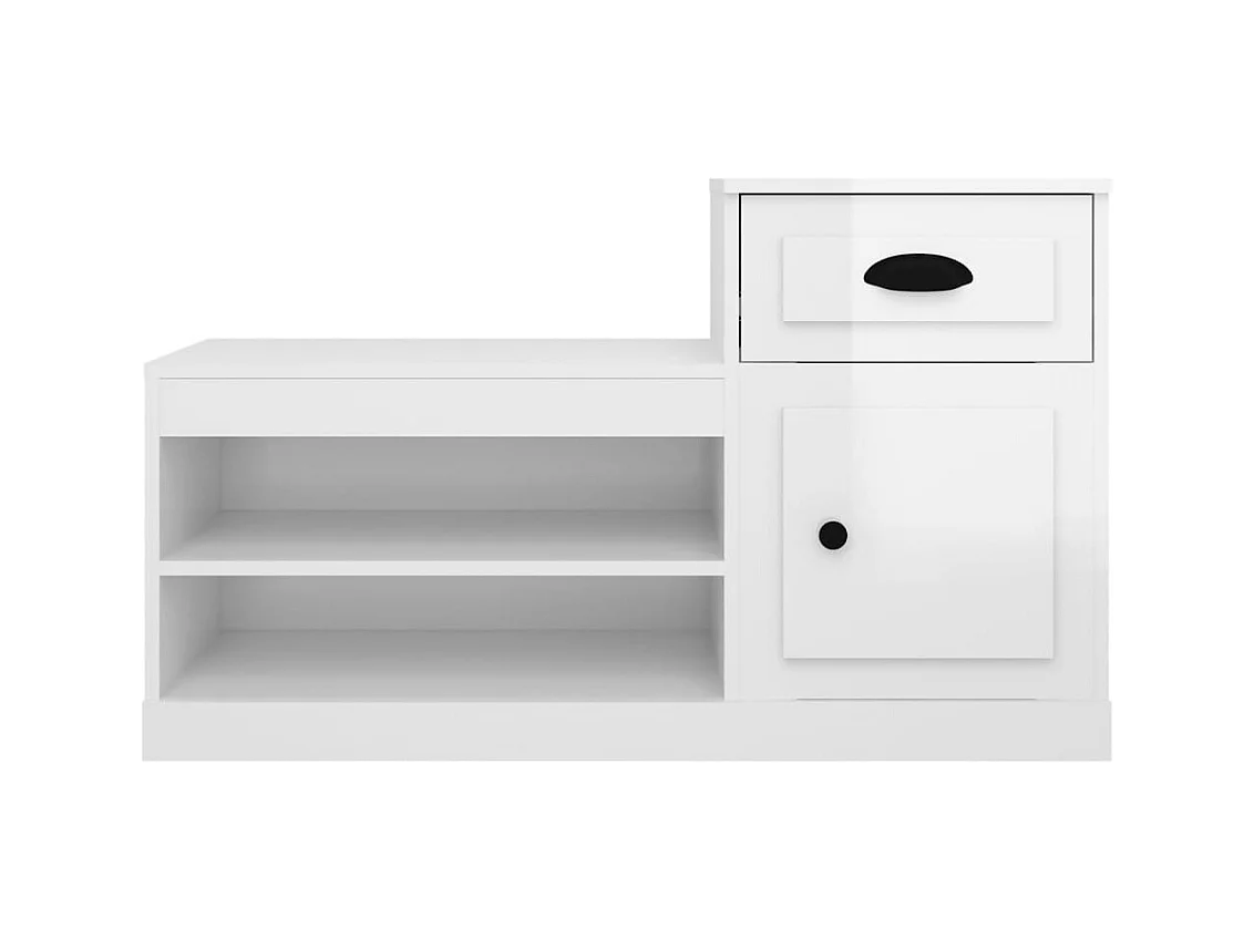 Armoire à chaussure blanc brillant 100x42x60 cm bois ingénierie