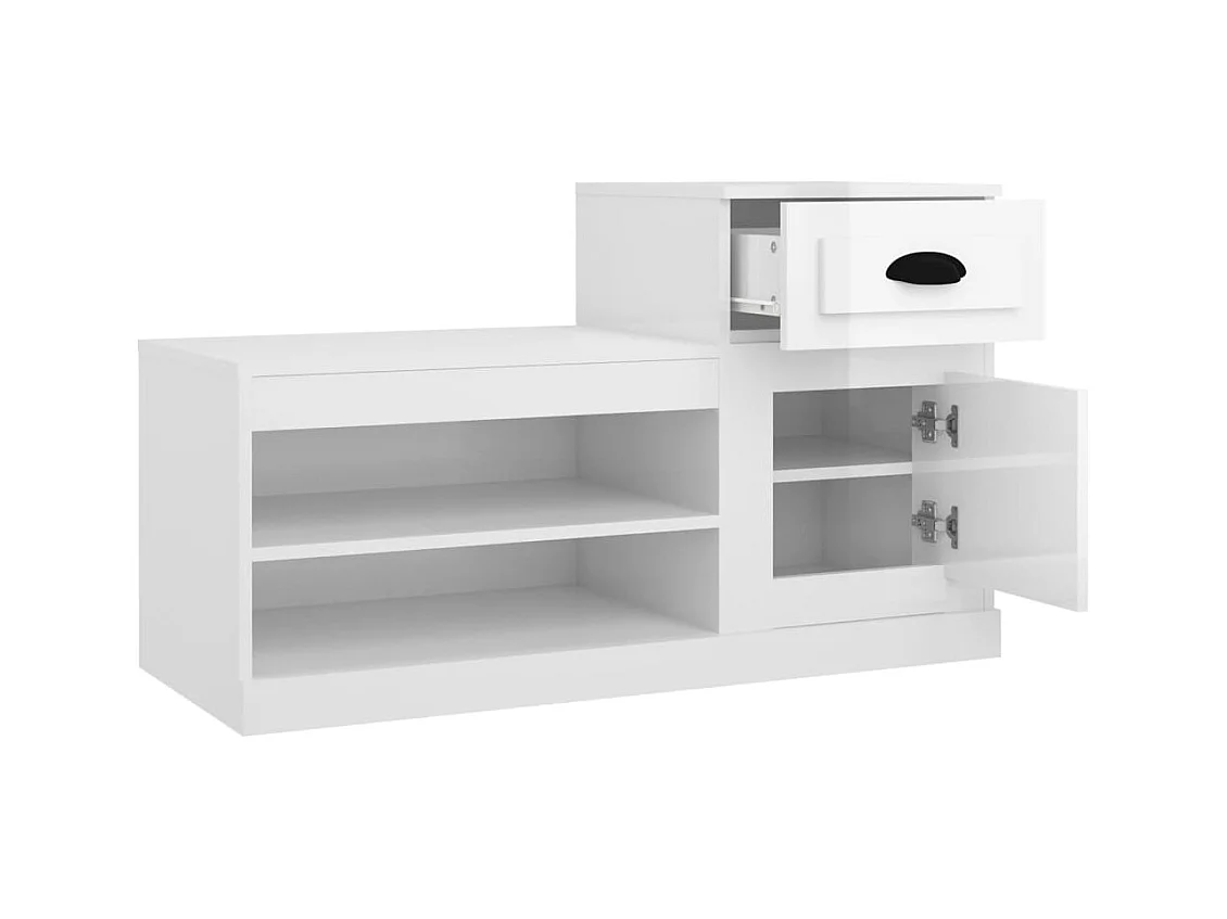 Armoire à chaussure blanc brillant 100x42x60 cm bois ingénierie