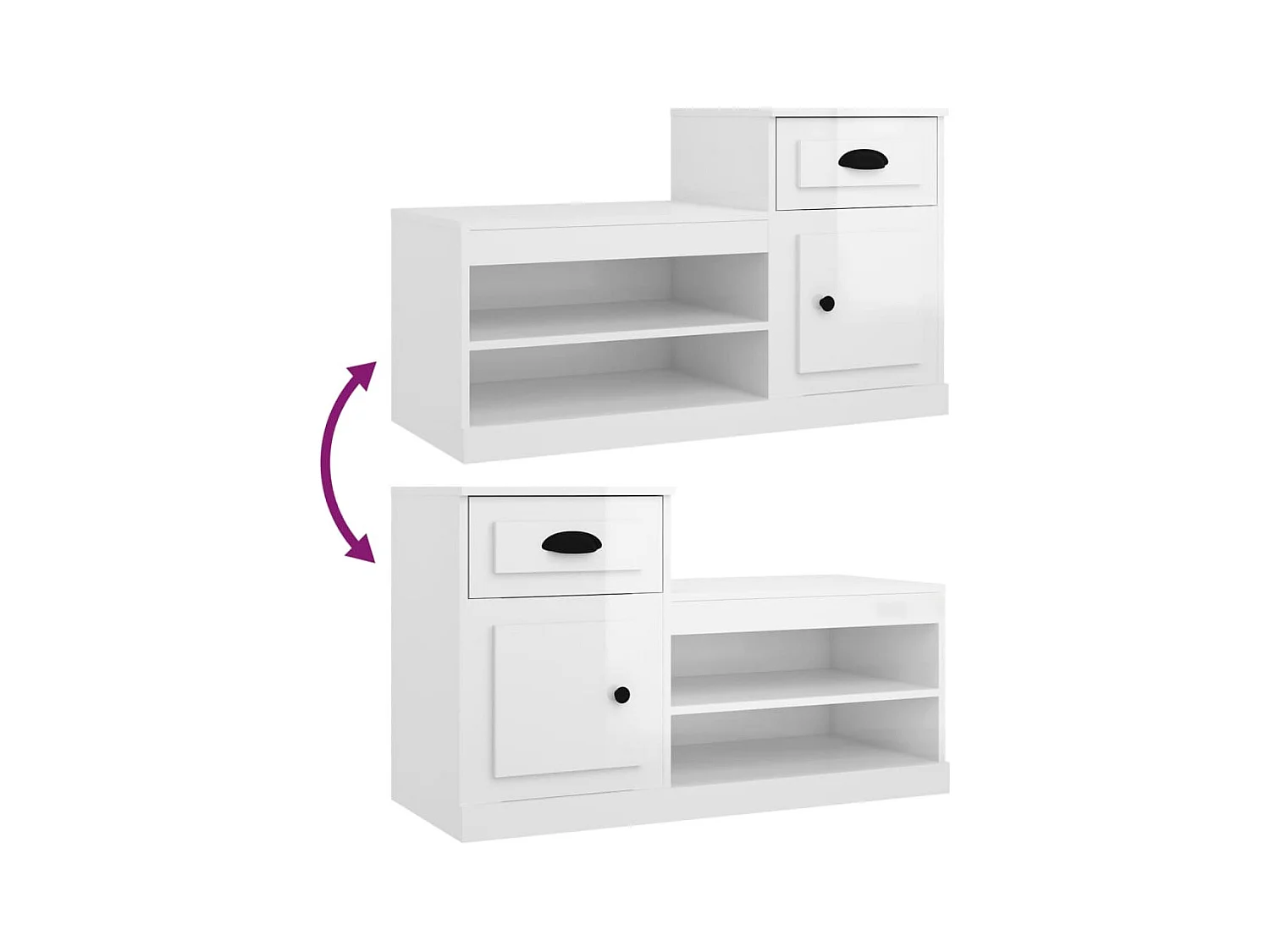 Armoire à chaussure blanc brillant 100x42x60 cm bois ingénierie